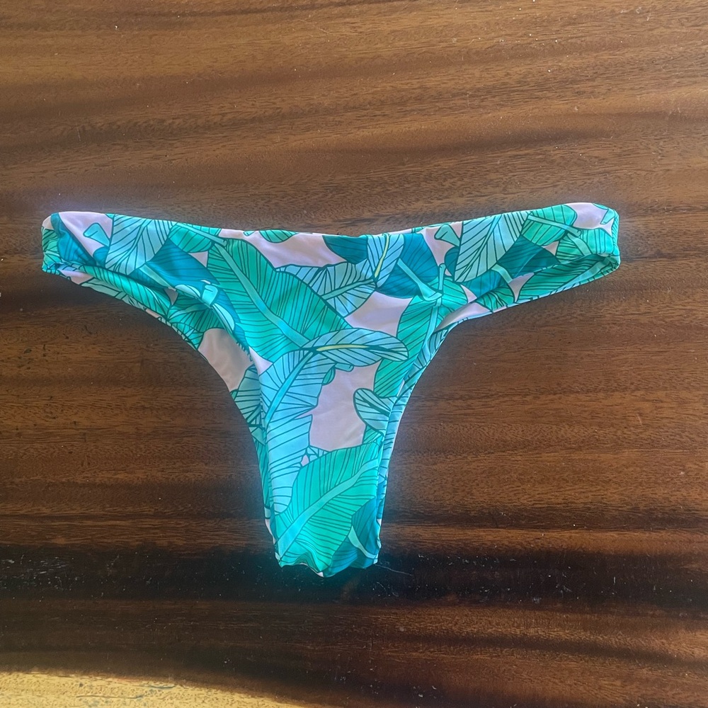 Tropical Leaf Print Bikini Bottom